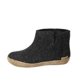 Hjemmesko i mørk grå uld til børn fra Glerups