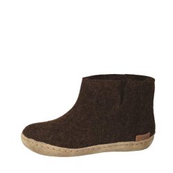 Glerups hjemmesko til børn i mørkebrun med filtoverdel