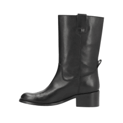 Phenumb støvle til dame i sort kernelæder med blokhæl