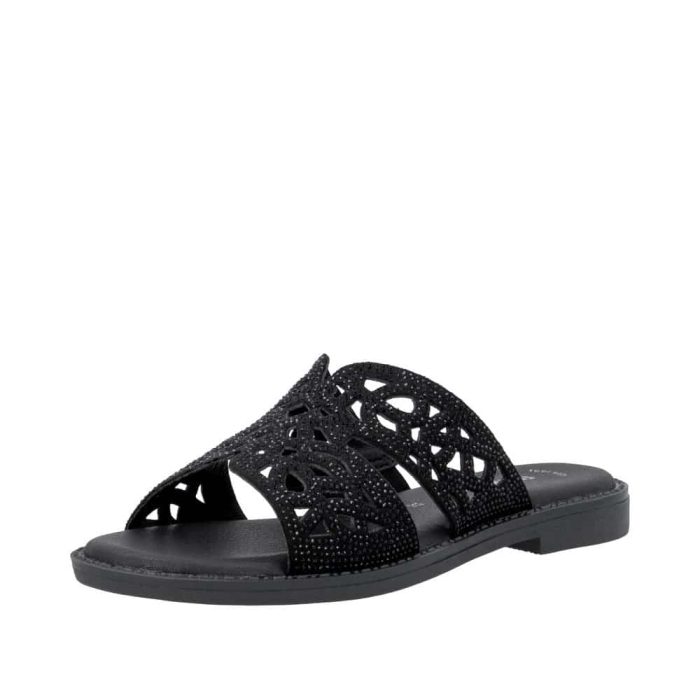 Remonte sandal til dame i sort med fine sten og blød sål.