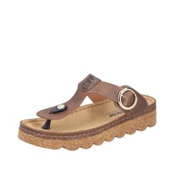 Rieker slippers til dame i brun med justerbar spænde og stødabsorbering.