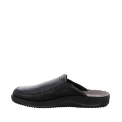 Rohde hjemmesko til herre i sort læder med ruskindssål