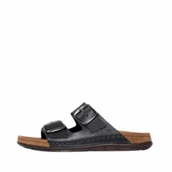 Rohde Easys N°42 sandal til dame i sort læder med 2 spænder