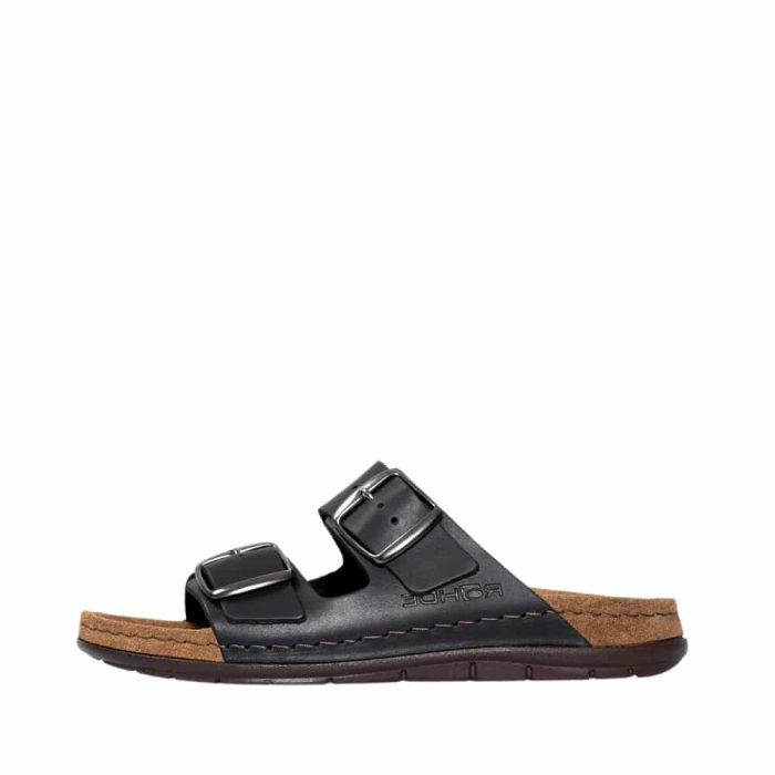 Rohde Easys N°42 sandal til dame i sort læder med 2 spænder