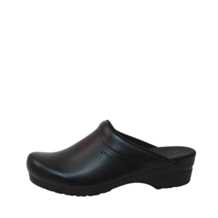 Sanita Sonja træsko til dame i sort uden hælkappe med gummisål