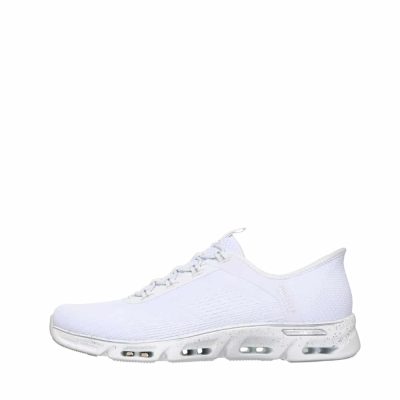 Skechers Slin-In Gratify Pace sneakers til dame i hvid med fast hælkappe og elastik samt stødabsorberende sål