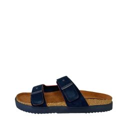 Tommy Hilfiger sandal til herre i mørkeblå ruskind med justerbare remme og kork fodseng