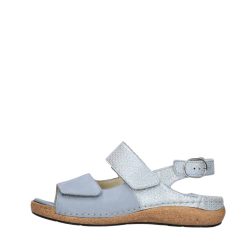 Waldläufer sandal til dame i lyseblå med skindoverdel og udtagelig skindsål med ekstra bredde K