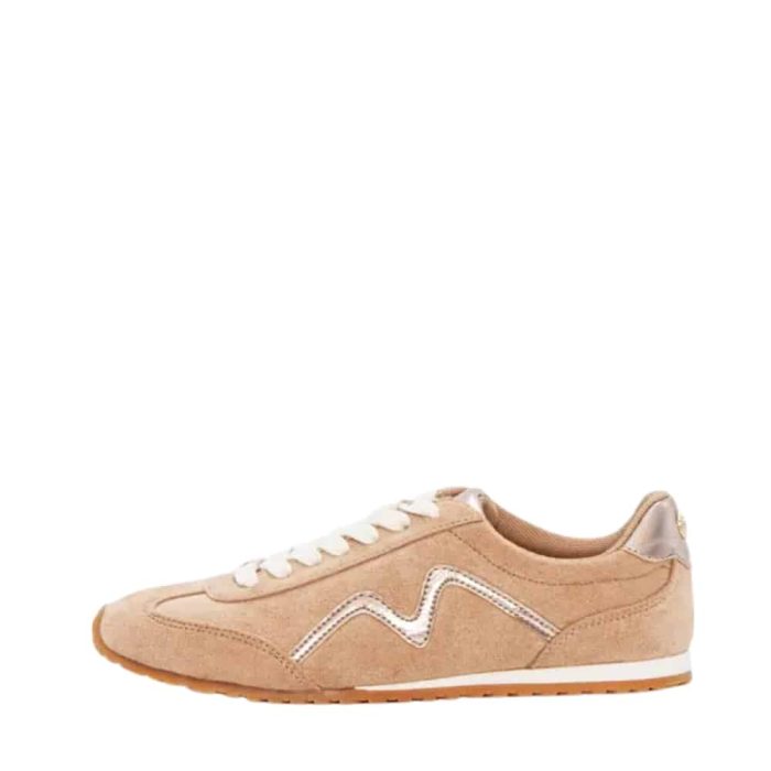 Duffy Napoli Due sneakers til dame i beige med snørebånd samt blød indersål og flot detalje på ydersiden