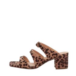 Duffy Rivello Quindici sandal til dame i leopard med blokhæl på 5,5 cm samt justerbart spænde