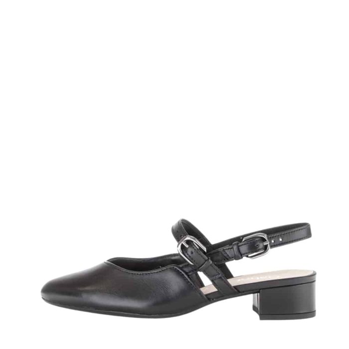 Gabor pumps til dame i sort med hæl på 4 cm og justerbar remme.