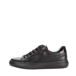 Gabor sneakers til dame i sort med lynlås og snøre.