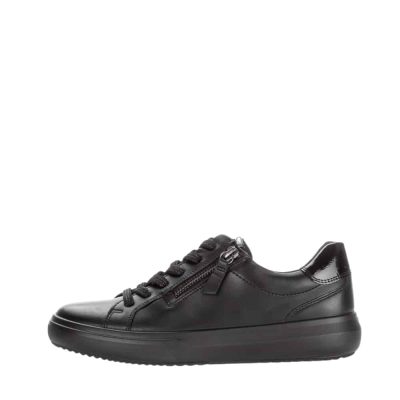 Gabor sneakers til dame i sort med lynlås og snøre.