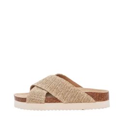 Duffy Roma Undici sandal til dame i beige med krydsrem og overdel i bast