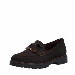 Rieker loafers til dame i brun med flotte detaljer og Rieker Antistress.