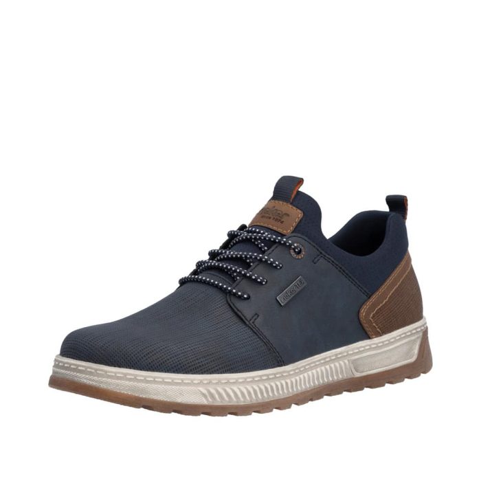 Rieker sneakers til herre i blå med ekstra bredde H og Rieker-Tex samt elastik