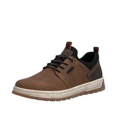 Rieker sneakers til herre i brun med elastik samt ekstra bredde H og Rieker-Tex