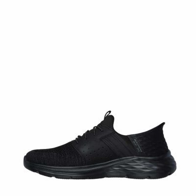 Skechers Slip-In Garnewr Newick sneakers til herre i sort med fast hælkappe og udtagelig Memory Foam indersål