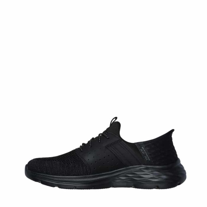 Skechers Slip-In Garnewr Newick sneakers til herre i sort med fast hælkappe og udtagelig Memory Foam indersål