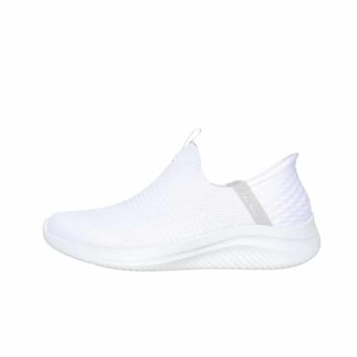 Skechers Slip-In Ultra Flex 3.0 Cozy Streak sko til dame i hvid med fast hælkappe samt memory foam sål