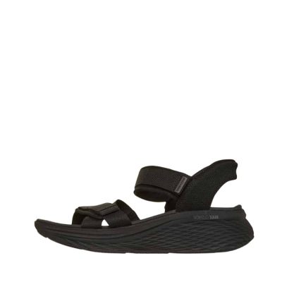 Skechers slip-ins sandaler til dame i sort med velcroremme.
