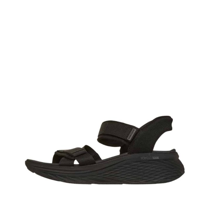 Skechers slip-ins sandaler til dame i sort med velcroremme.