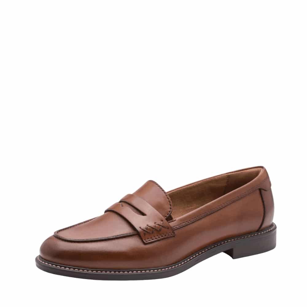 Tamaris loafers til dame i brun med skindoverdel samt blød Touch-it sål og Anti-slide