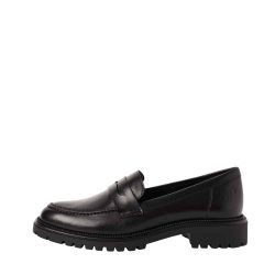 Tamaris loafers til dame i sort med skindoverdel og blød Touch-it sål samt chuncy ydersål