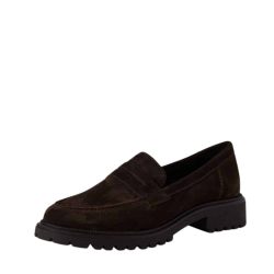 Tamaris loafers til dame i brun ruskind med touch it memoryfoam.