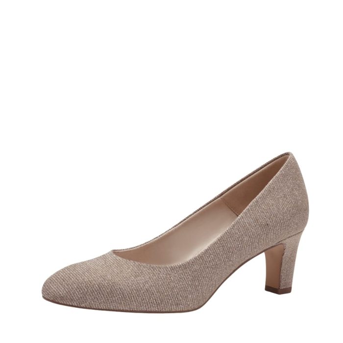 Tamaris pumps til dame i rosa med glimmeroverdel samt en stilethæl på 6 cm