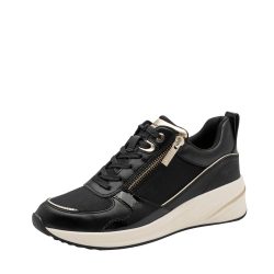 Tamaris sneakers til dame i sort med funktionel lynlås samt udtagelig sål og chunky ydersål