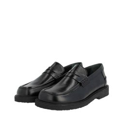 Angulus loafers til dame i sort med skindoverdel og rund snude