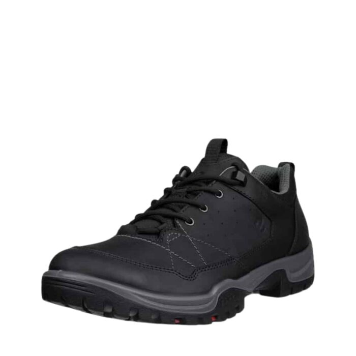 Ecco sneakers til herre i sort skind med snørebånd og udtagelig sål.