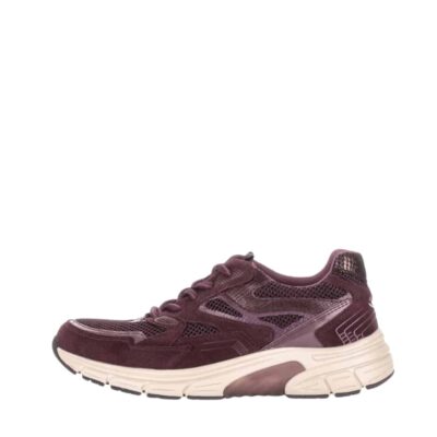 Gabor Rollingsoft sneakers til dame i bordeaux med skindoverdel og udtagelig sål
