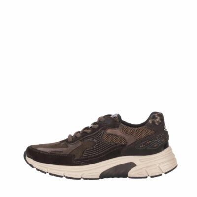 Gabor Rollingsoft sneakers til dame i brun med skindoverdel og udtagelig sål samt snørebånd