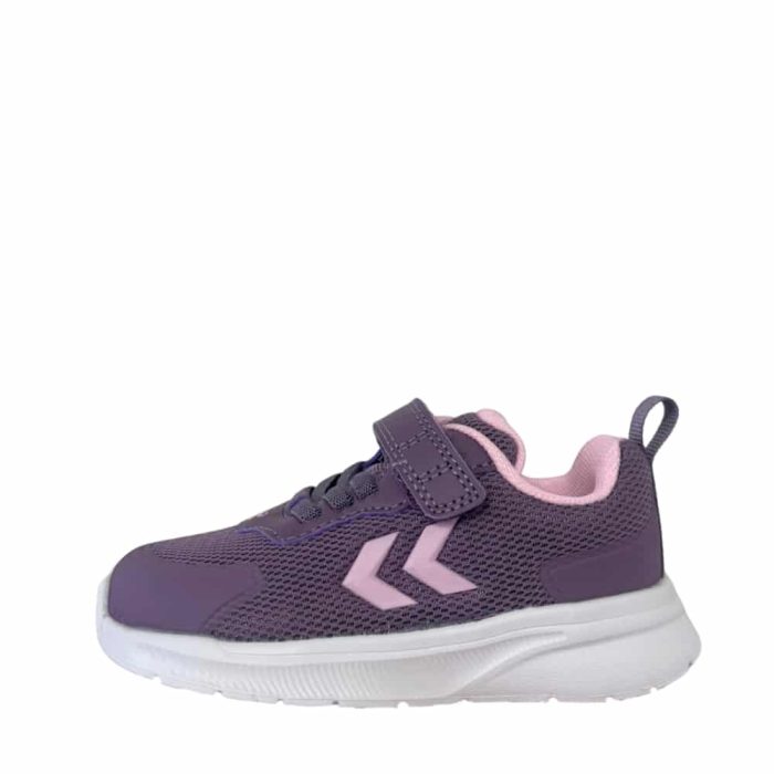 Hummel Actus TR Breather sneakers til børn i lilla med udtagelig sål og velcrorem.