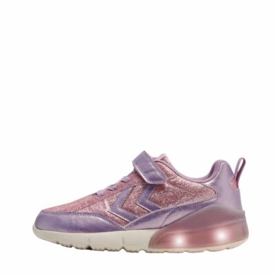 Hummel Daylight Glitter JR sneakers til børn i lilla og pink med lys og udtagelig sål