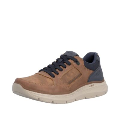 Rieker sneaker til herre i brun med ekstra bredde G og blød sål samt snørebånd