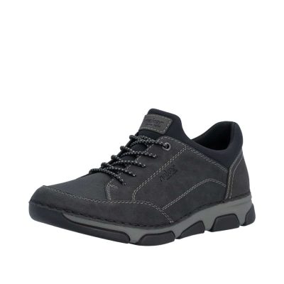 Rieker sneakers til herre i sort med ekstra bredde H og udtagelig sål samt elastik