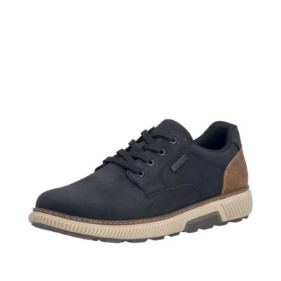 Rieker sneakers til herre i sort med ekstra bredde H og Rieker-Tex samt udtagelig sål