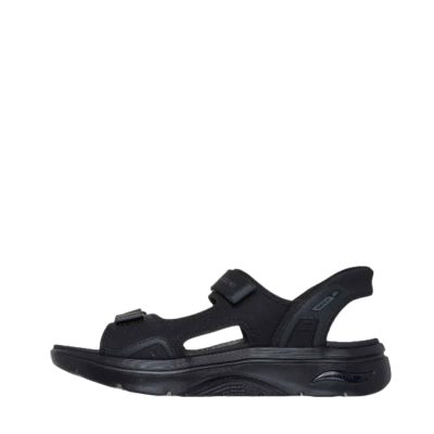 SKechers Slip-in Go Walk Arch Fit sandal til herre i sort med fast hælkappe og øget svangstøtte