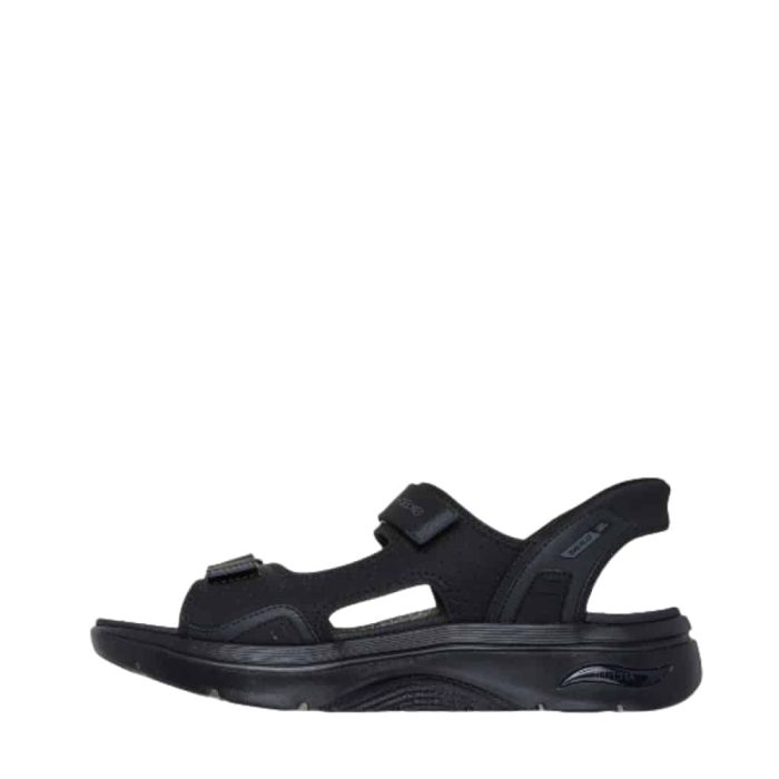 SKechers Slip-in Go Walk Arch Fit sandal til herre i sort med fast hælkappe og øget svangstøtte
